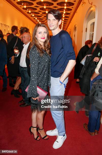 German actress Alice Dwyer and her boyfriend German actor Sabin Tambrea attend the First Steps Awards 2017 at Stage Theater on September 18, 2017 in...