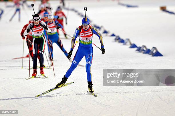 Helena Jonsson of Sweden takes 2nd place during the IBU Biathlon World Chanpionships - MIxed Relay event on February 19, 2009 in Pyeong Chang, Korea.