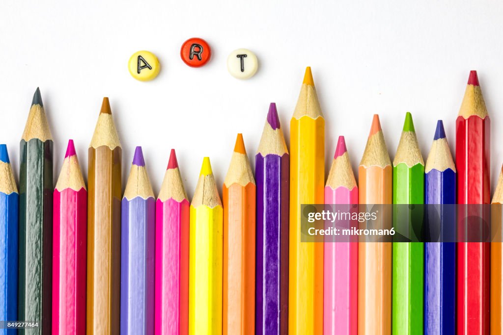 Art Text With Colored Pencil Crayons High-Res Stock Photo - Getty