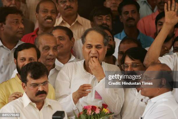 Rajya Sabha Elections Industrialist: Rahul Bajaj coming out of Vidhan Bhavan after winning the Rajya Sabha seat. Also seen Prakash Javdekar ,...