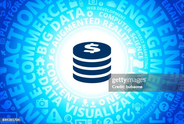 coin stack icon on internet modern technology words background - envelopes stack stock illustrations