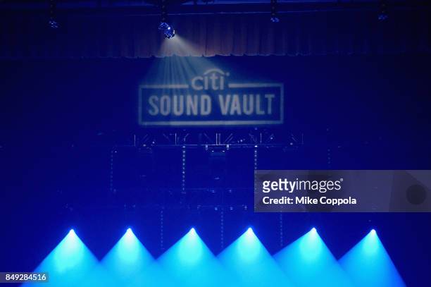 Signage on display at Citi Sound Vault with Mumford & Sons at United Palace Theater on September 18, 2017 in New York City.