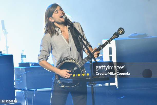 Winston Marshall of Mumford & Sons performs on stage at Citi Sound Vault with Mumford & Sons at United Palace Theater on September 18, 2017 in New...