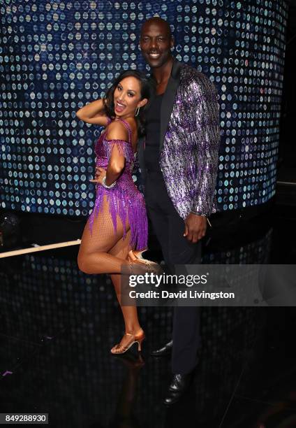 Dancer Cheryl Burke and former NFL player Terrell Owens attend "Dancing with the Stars" season 25 at CBS Televison City on September 18, 2017 in Los...