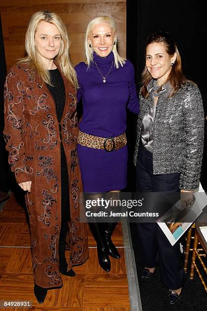 Debbie Bancroft, Michele Herbert and President/CEO of Alexandra & James, Alexandra Lebenthal attend Douglas Hannant 2009 Fashion Show during...