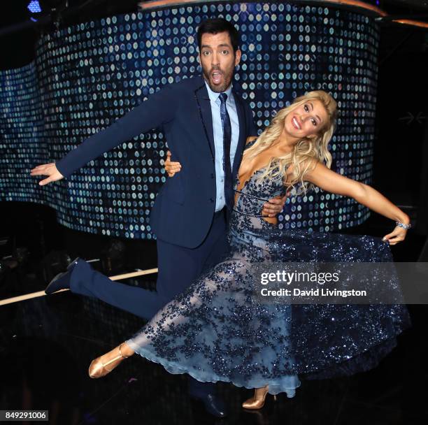 Personality Drew Scott and dancer Emma Slater attend "Dancing with the Stars" season 25 at CBS Televison City on September 18, 2017 in Los Angeles,...