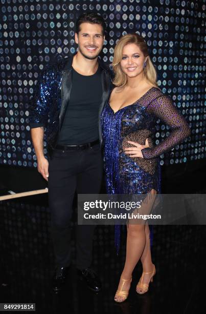 Dancer Gleb Savchenko and actress Sasha Pieterse attend "Dancing with the Stars" season 25 at CBS Televison City on September 18, 2017 in Los...