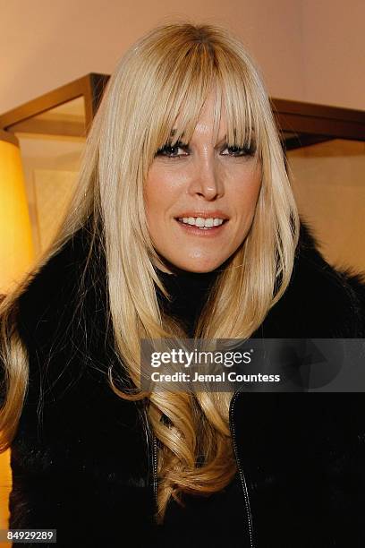 Tinsley Mortimer poses at the Judith Ripka booth during Mercedes-Benz Fashion Week 2009 at Bryant Park on February 19, 2009 in New York City.