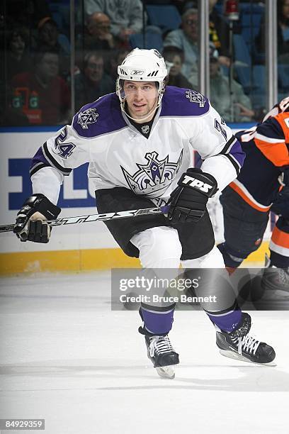 Alexander Frolov of the Los Angeles Kings skates during the game against the New York Islanders on February 10, 2009 at the Nassau Coliseum in...