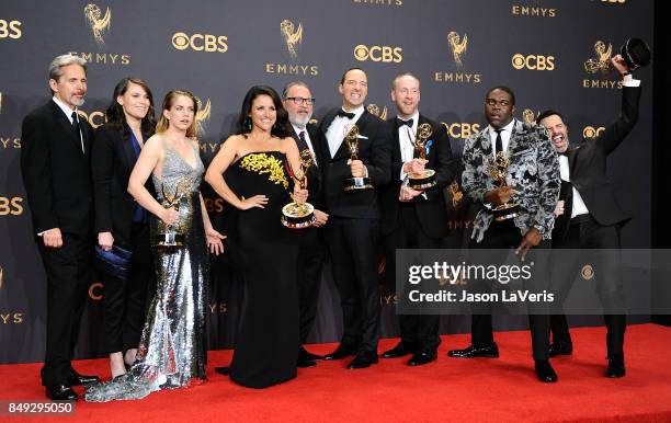 Actors Gary Cole, Clea DuVall, Anna Chlumsky, Julia Louis-Dreyfus, Kevin Dunn, Tony Hale, Matt Walsh, Sam Richardson, and Reid Scott, winners of the...