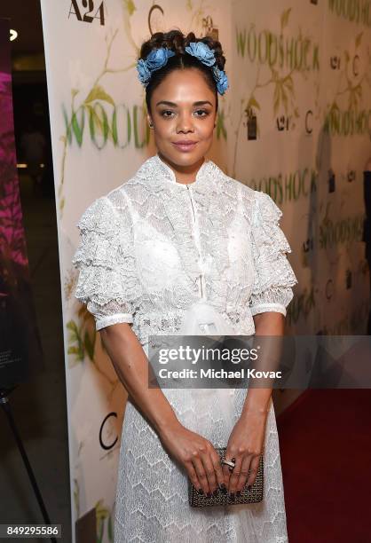 Actress Tessa Thompson attends Los Angeles premiere of 'Woodshock' at ArcLight Cinemas on September 18, 2017 in Hollywood, California.