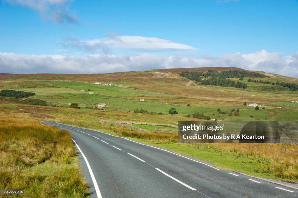 Country road in Arkengarthdale, Yorkshire Dales, England