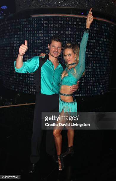 Singer Nick Lachey and dancer Peta Murgatroyd attend "Dancing with the Stars" season 25 at CBS Televison City on September 18, 2017 in Los Angeles,...