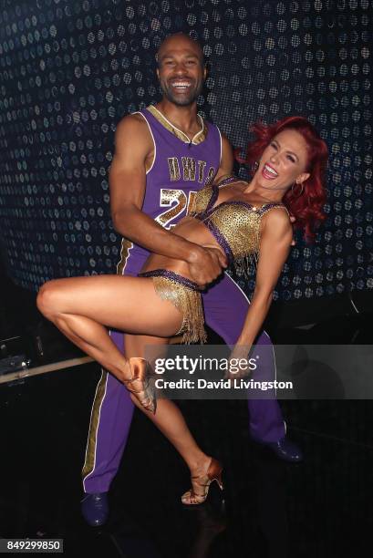 Former NBA player Derek Fisher and dancer Sharna Burgess attend "Dancing with the Stars" season 25 at CBS Televison City on September 18, 2017 in Los...