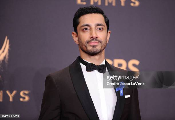 Actor Riz Ahmed poses in the press room at the 69th annual Primetime Emmy Awards at Microsoft Theater on September 17, 2017 in Los Angeles,...