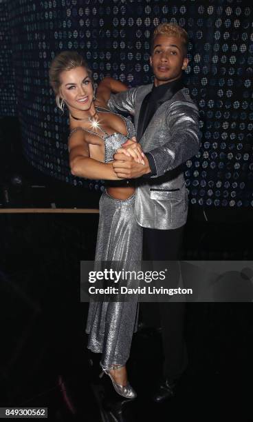 Dancer Lindsay Arnold and singer Jordan Fisher attend "Dancing with the Stars" season 25 at CBS Televison City on September 18, 2017 in Los Angeles,...