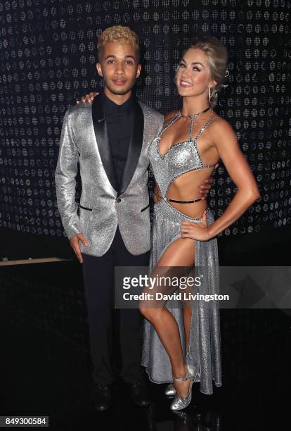 Singer Jordan Fisher and dancer Lindsay Arnold attend "Dancing with the Stars" season 25 at CBS Televison City on September 18, 2017 in Los Angeles,...