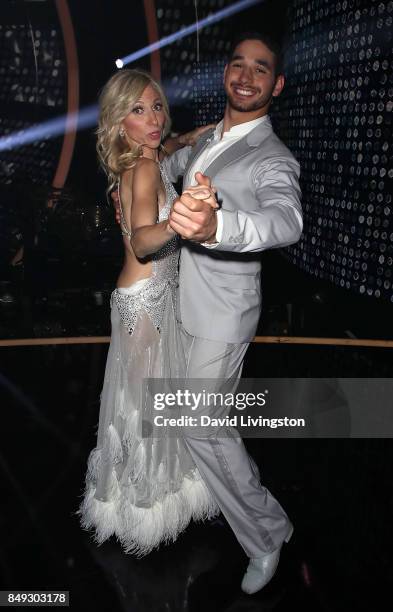 Dancer Alan Bersten and singer Debbie Gibson attend "Dancing with the Stars" season 25 at CBS Televison City on September 18, 2017 in Los Angeles,...