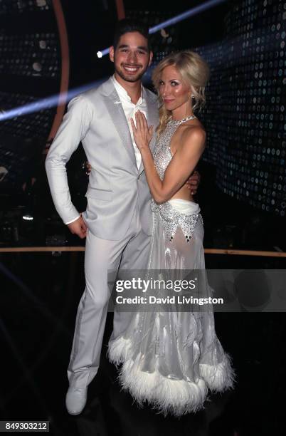 Dancer Alan Bersten and singer Debbie Gibson attend "Dancing with the Stars" season 25 at CBS Televison City on September 18, 2017 in Los Angeles,...