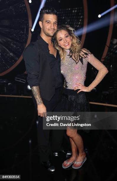 Dancer Mark Ballas and violinist Lindsey Stirling attend "Dancing with the Stars" season 25 at CBS Televison City on September 18, 2017 in Los...