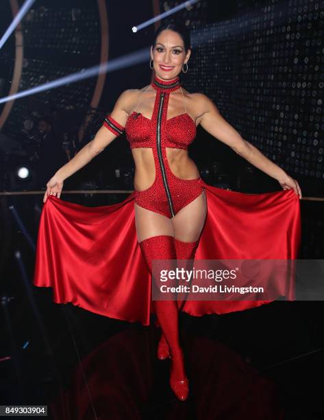 Professional wrestler Nikki Bella attends "Dancing with the Stars" season 25 at CBS Televison City on September 18, 2017 in Los Angeles, California.
