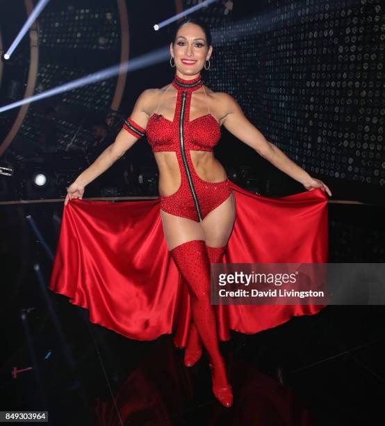 Professional wrestler Nikki Bella attends "Dancing with the Stars" season 25 at CBS Televison City on September 18, 2017 in Los Angeles, California.