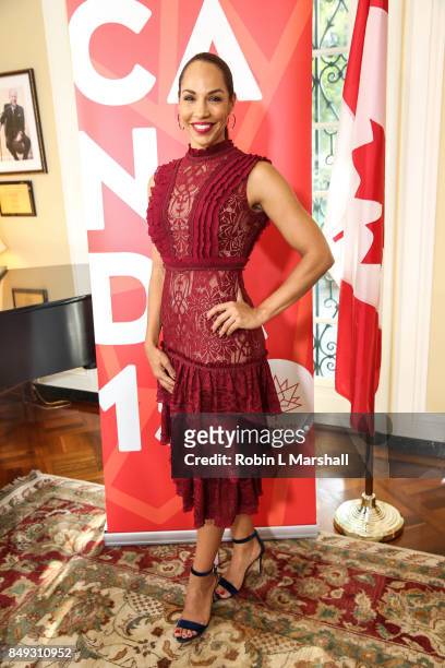 Actress Amanda Brugel attends the Canadian Consulate's Celebration for the Canadian Nominees of the 69th Emmy Awards at Official Residence Of Canada...