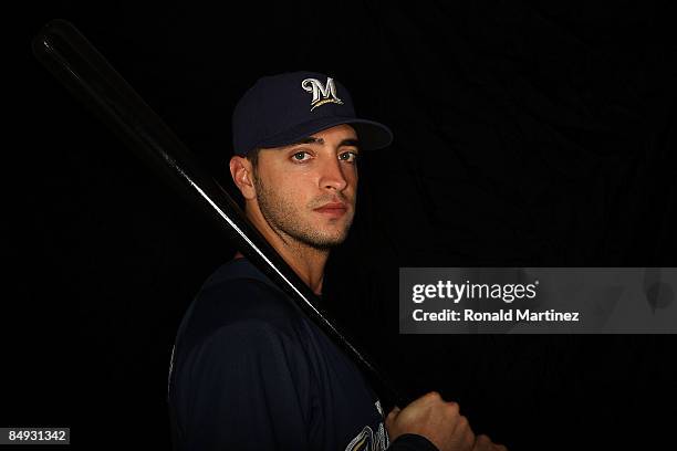 Ryan Braun of the Milwaukee Brewers poses during photo day at the Brewers spring training complex on February 19, 2009 in Maryvale, Arizona.