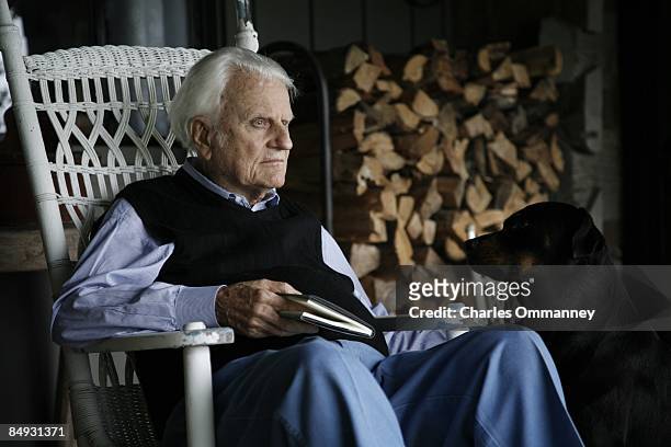 Evangelist Billy Graham at his home in the mountains of Montreat, July 25, 2006 near Asheville, North Carolina. Billy and Ruth Graham see out their...