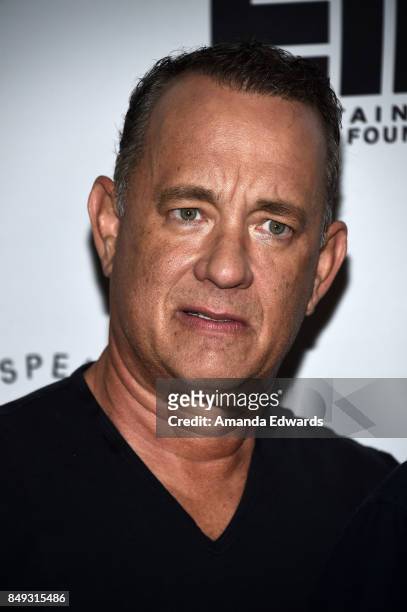 Actor Tom Hanks arrives at the 27th Annual Simply Shakespeare benefit at the Freud Playhouse, UCLA on September 18, 2017 in Westwood, California.