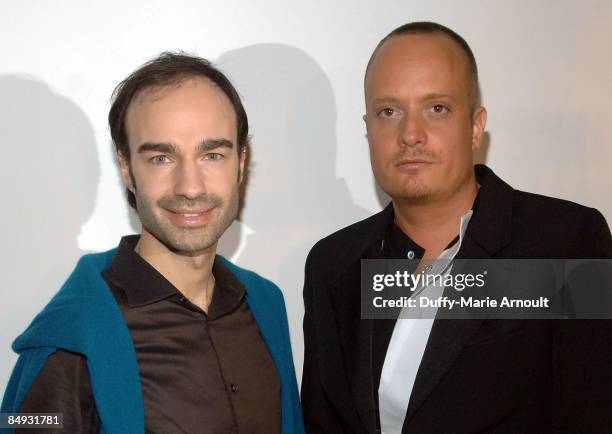 Designers Ivan Strano and Klaus Unrath attend Unrath & Strano Fall 2009 during Mercedes-Benz Fashion Week at Eyebeam on February 19, 2009 in New York...