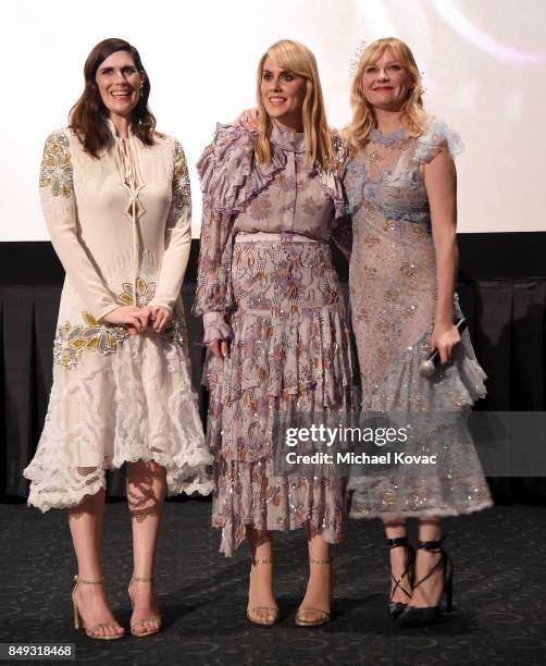 Writer/director Laura Mulleavy, Actress Kirsten Dunst and writer/director Kate Mulleavy introduce the Los Angeles premiere of 'Woodshock' at ArcLight...