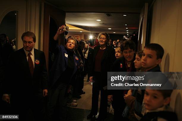 Republican U.S. Presidential hopeful Gov. Mike Huckabee and his wife, Janet Huckabee attend a early morning fundraiser hosted by supporters on...