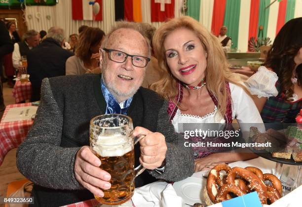 Joseph Vilsmaier and his partner Birgit Muth during the BMW Armbrustschiessen as part of the Oktoberfest 2017 at Armbrust-Schuetzenfesthalle on...