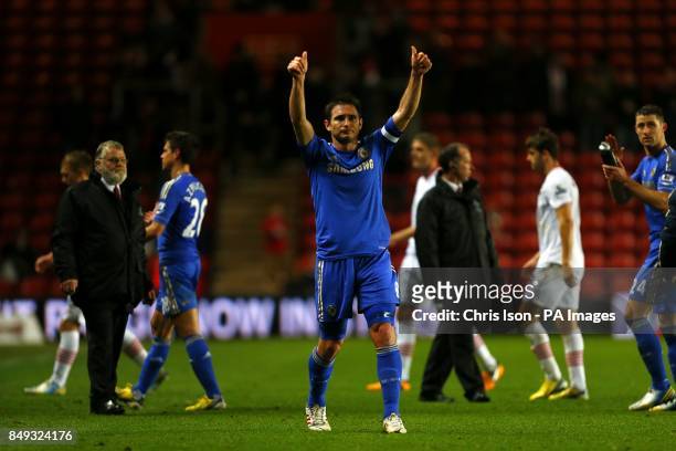 Chelsea's Frank Lampard gives the thumbs up as he shows his appreciation to the fans after the final whistle