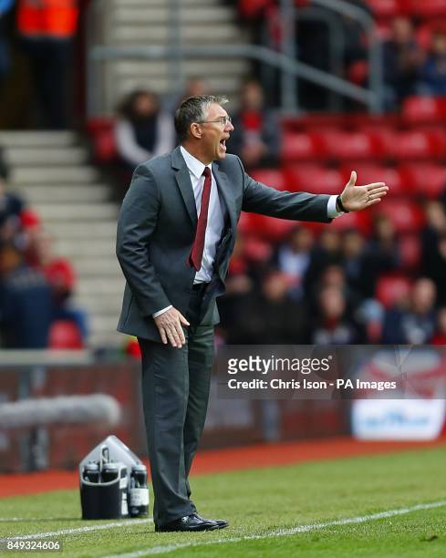 Southampton manager Nigel Adkins gestures on the touchline