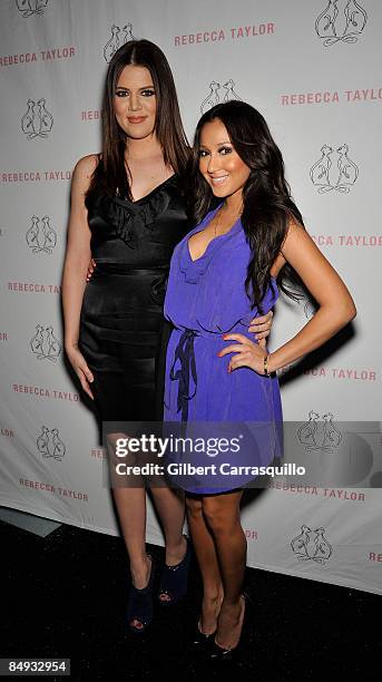 Khloe Kardashian and Adrienne Bailon of The Cheetah Girls attend Rebecca Taylor Fall 2009 during Mercedes-Benz Fashion Week at The Salon in Bryant...