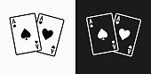 Ace of Spades and Hearts Icon on Black and White Vector Backgrounds