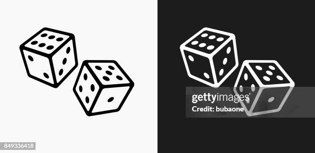 ilustrações de stock, clip art, desenhos animados e ícones de two dice icon on black and white vector backgrounds - dice