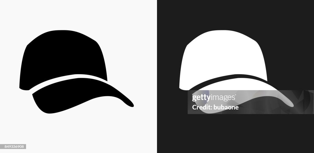 Golf Cap Icon auf schwarz-weiß-Vektor-Hintergründe