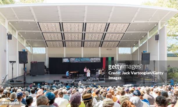 American vocalist Charenee Wade leads her quintet during a performance at the 25th Annual Charlie Parker Jazz Festival in Harlem's Marcus Garvey...