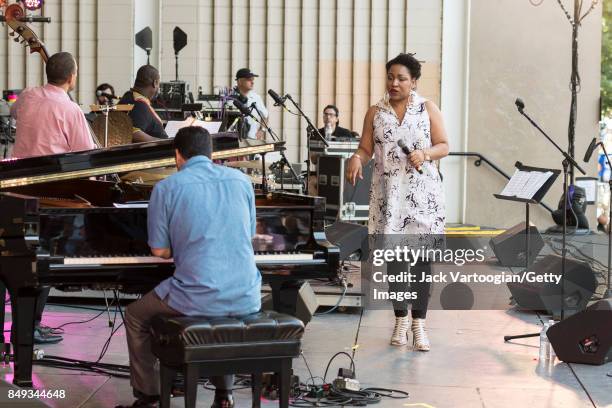 American vocalist Charenee Wade leads her quintet during a performance at the 25th Annual Charlie Parker Jazz Festival in Harlem's Marcus Garvey...