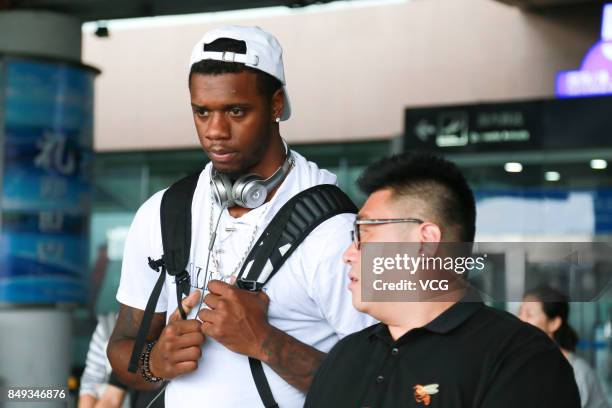 American basketball player Terrence Jones arrives at Qingdao Liuting International Airport after signing a contract with the Qingdao Eagles...