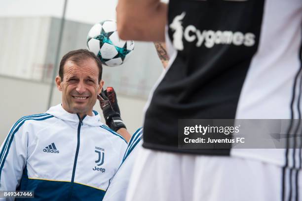 Coach Massimiliano Allegri attends the official First Team Squad Photocall on September 18, 2017 in Turin, Italy.