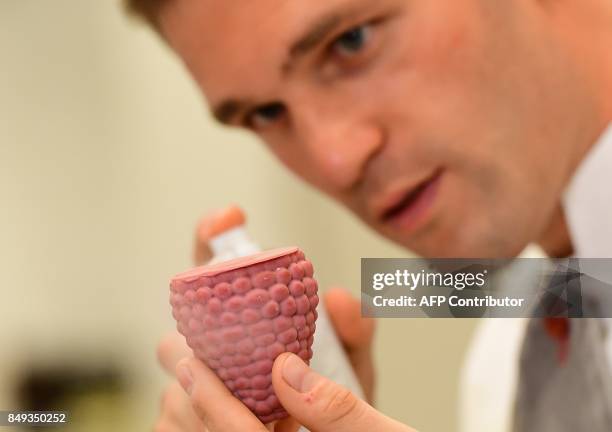 Ruby chocolate, a new pink chocolate obtained without adding berries, flavors or colorants, is presented to the media at the Barry Callebaut Belgium...