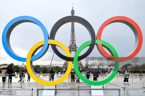 After wining the 2024 olympic organisation, Paris put the Olympics Rings at the place of Honor in front of the Eiffel tower at the Trocadero' s...