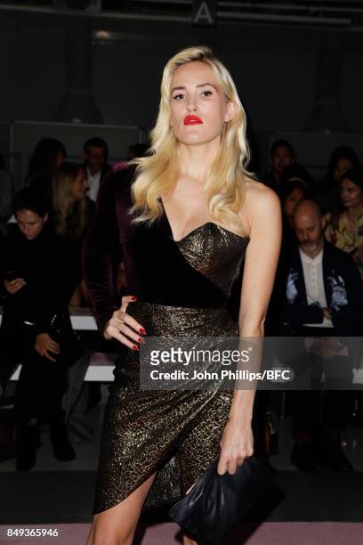 Betsy attends the Emilio de la Morena show during London Fashion Week September 2017 on September 19, 2017 in London, England.