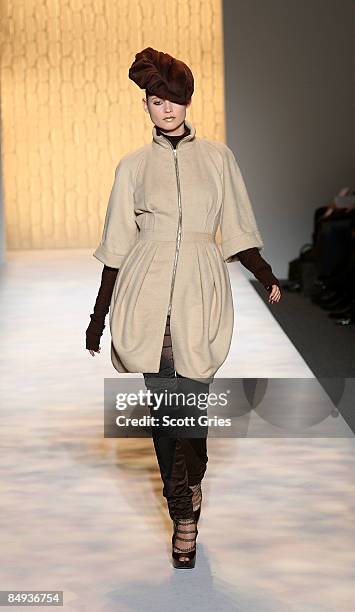 Model walks the runway during Christian Siriano 2009 Fashion Show at Mercedes-Benz Fashion Week in New York February 19, 2009.