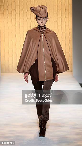 Model walks the runway during Christian Siriano 2009 Fashion Show at Mercedes-Benz Fashion Week in New York February 19, 2009.