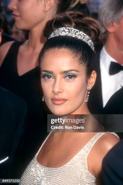 Mexican and American film actress Salma Hayek attends The 69th Annual Academy Awards - Arrivals on March 24, 1997 at the Shrine Auditorium in Los...